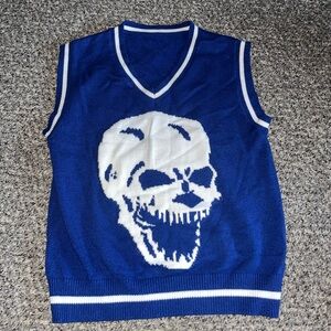 Blue and White Skull Sweater Vest